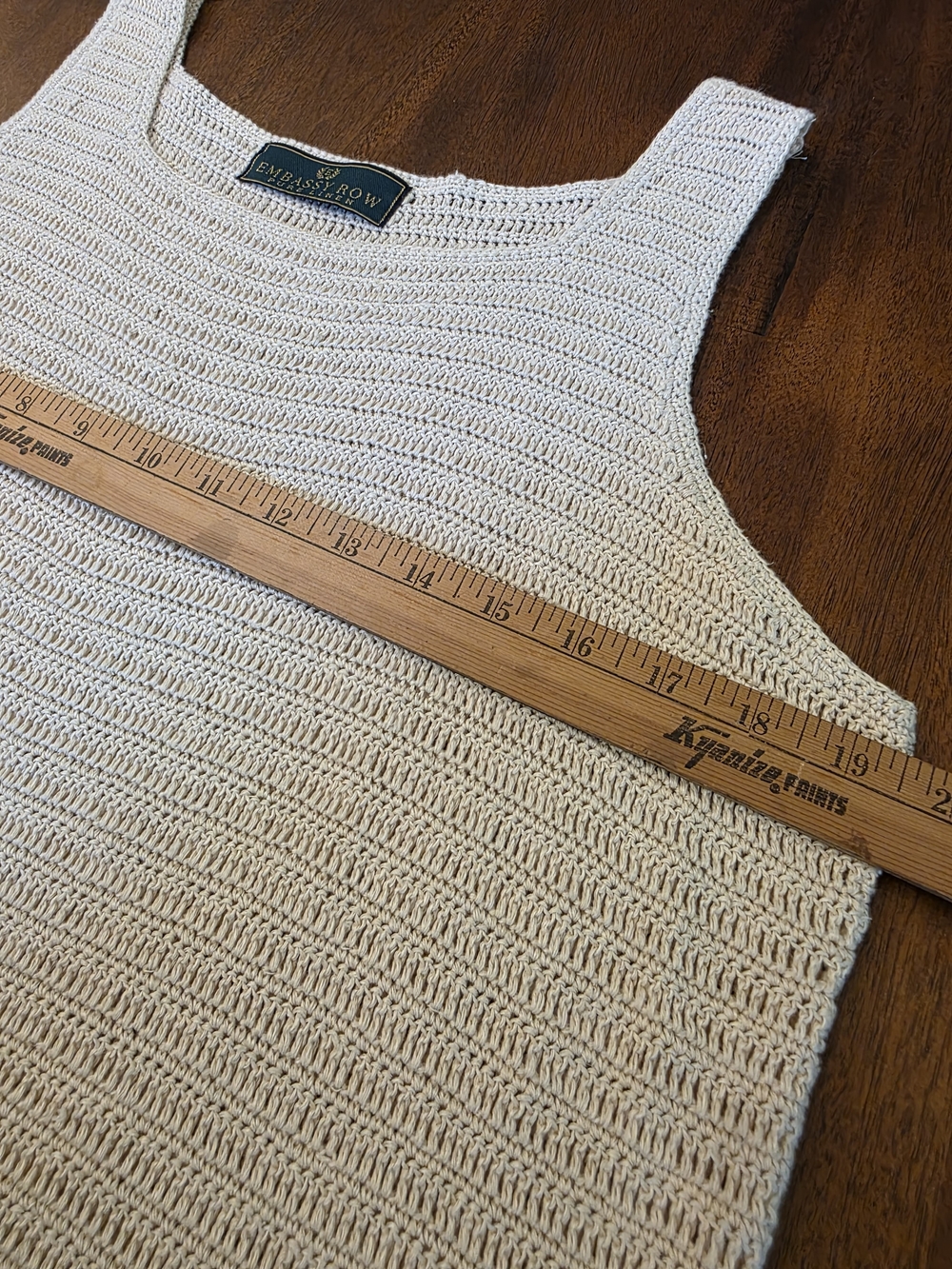Embassy Row 100% Pure Linen Crocheted  Tank Top Sz Large Old Money Minimalist - Picture 4 of 6